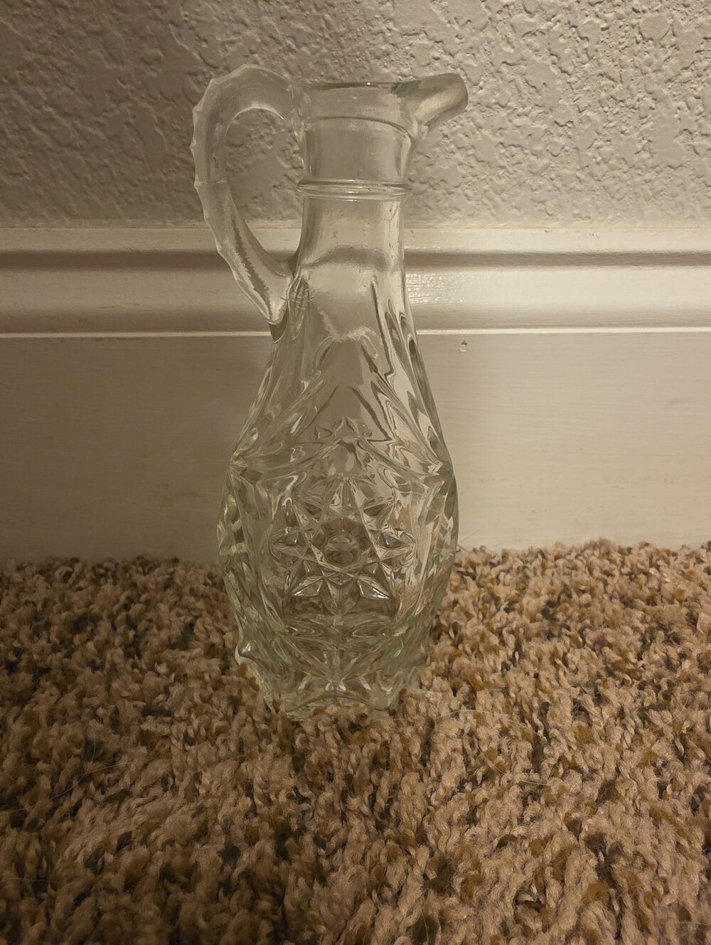 Vintage Anchor Hocking EAPC Star of David Glass Vinegar Oil Cruet with Stopper